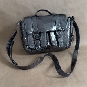 Michael Kors Darrington Snake-Embossed Metallic Leather Crossbody Satchel